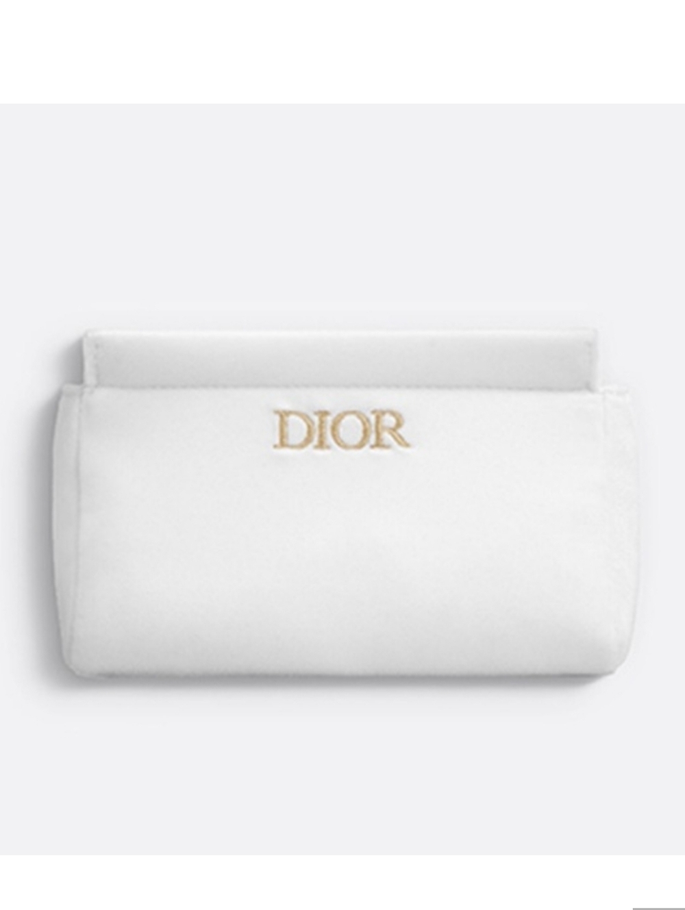 New Dior White Makeup Velvet Pouch Clutch Bag W Gold Empbossed Logo Unbox